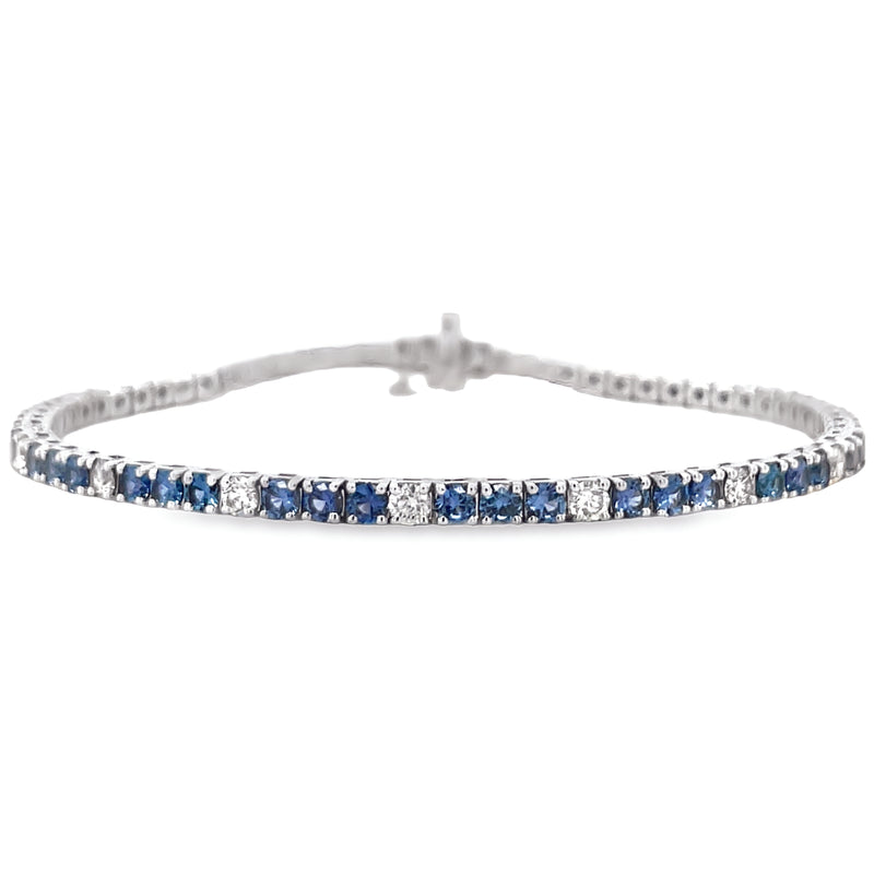 14K WHITE GOLD SAPPHIRE AND DIAMOND BRACELET  #240-00029
