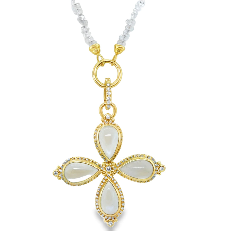 18K YELLOW GOLD MOONSTONE AND DIAMOND NECKLACE  #235-00320