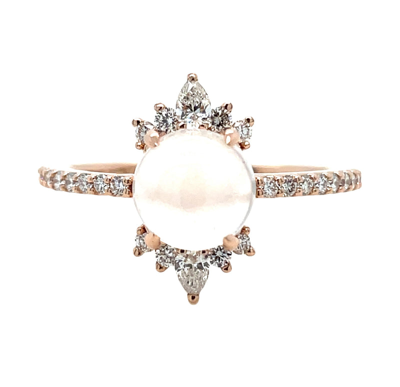 14K ROSE GOLD MOONSTONE AND DIAMOND RING