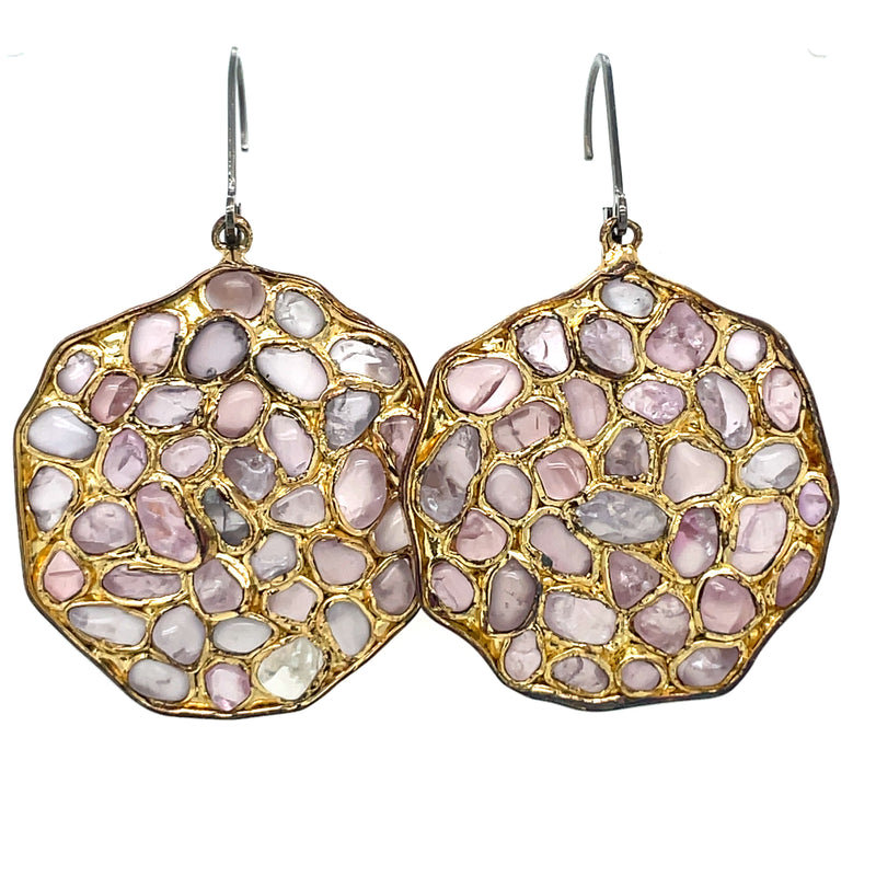 STERLING SILVER AND GOLD PLATED SPINEL EARRINGS