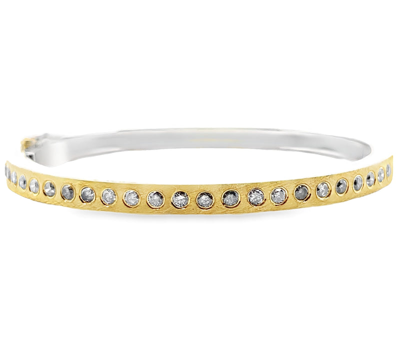 STERLING SILVER AND 18K YELLOW GOLD DIAMOND BRACELET  #170-00099