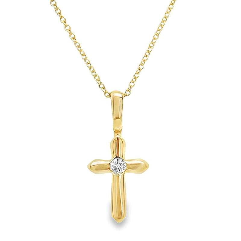 14K YELLOW GOLD DIAMOND CROSS NECKLACE  #160-00311