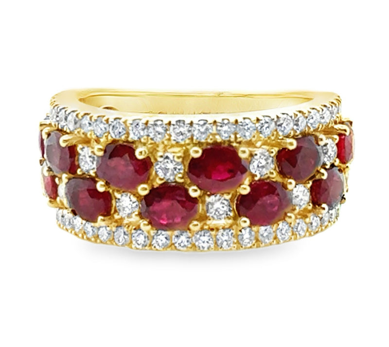 14K YELLOW GOLD RUBY AND DIAMOND RING  #200-00476