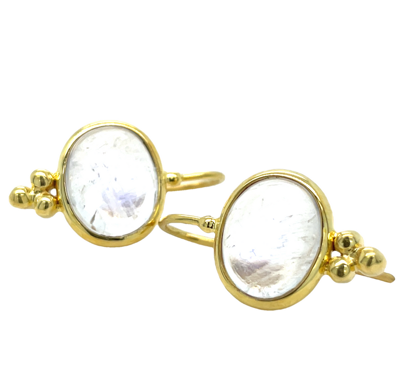 14K YELLOW GOLD MOONSTONE EARRINGS