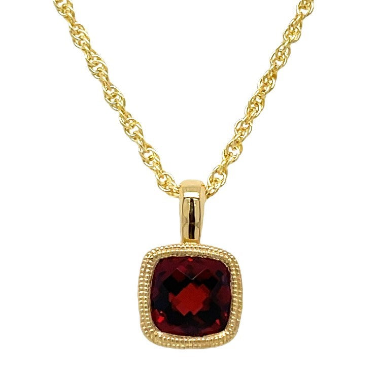 14K YELLOW GOLD GARNET NECKLACE  #230-00222