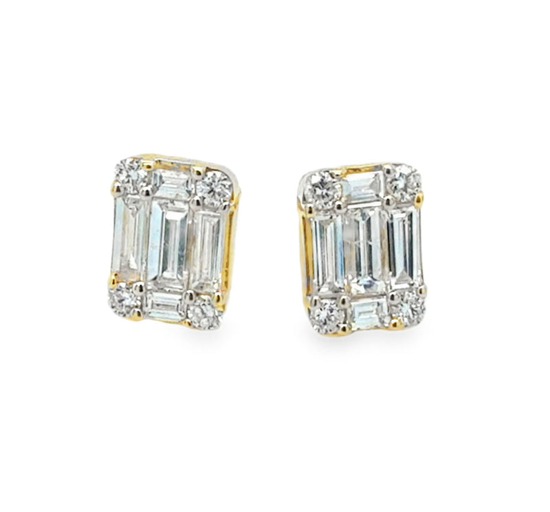 14K YELLOW GOLD DIAMOND EARRINGS  #150-00583