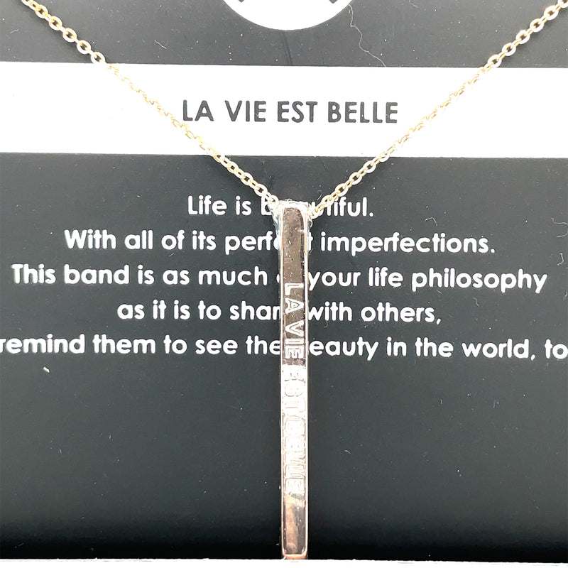STERLING SILVER MANTRA BAR NECKLACE