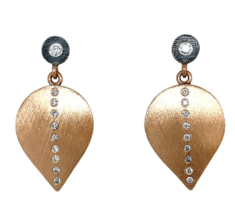 STERLING SILVER AND 18K ROSE GOLD DIAMOND EARRINGS