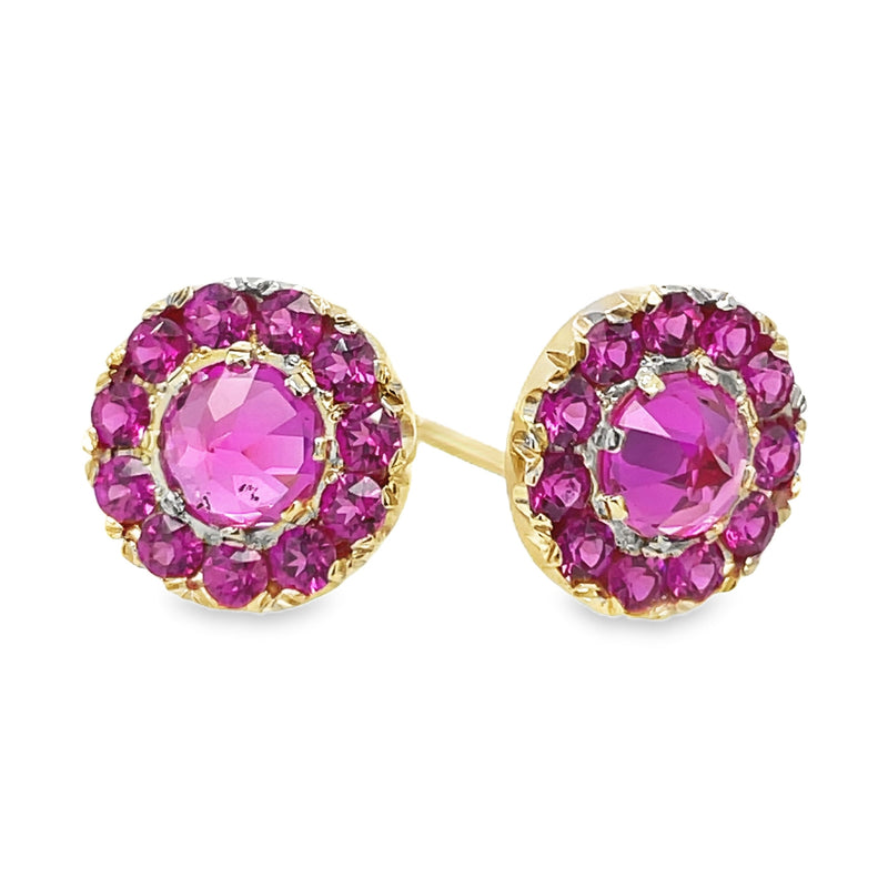 14K YELLOW GOLD PINK SAPPHIRE EARRINGS