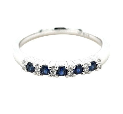 14K WHITE GOLD SAPPHIRE AND DIAMOND RING  #200-00282