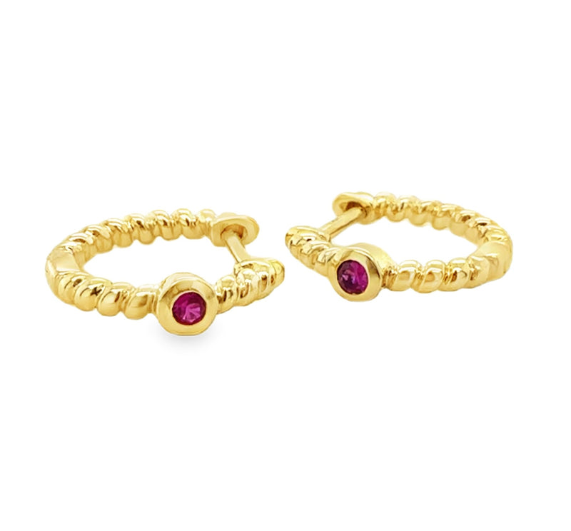 14K YELLOW GOLD RUBY EARRINGS  #210-00452