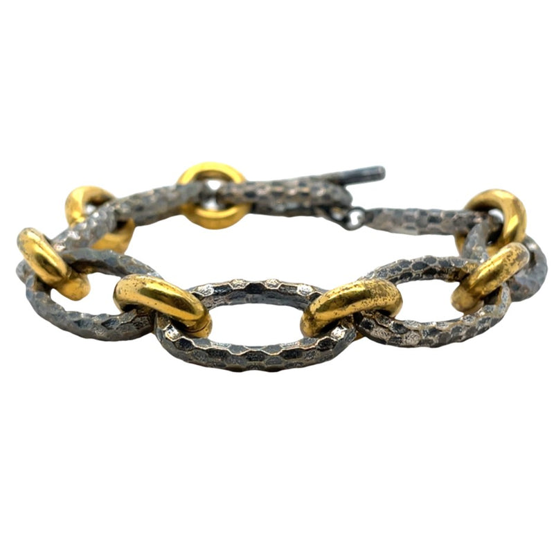 GOLD AND SILVER PLATED MIXED METAL BRACELET  #807-00235