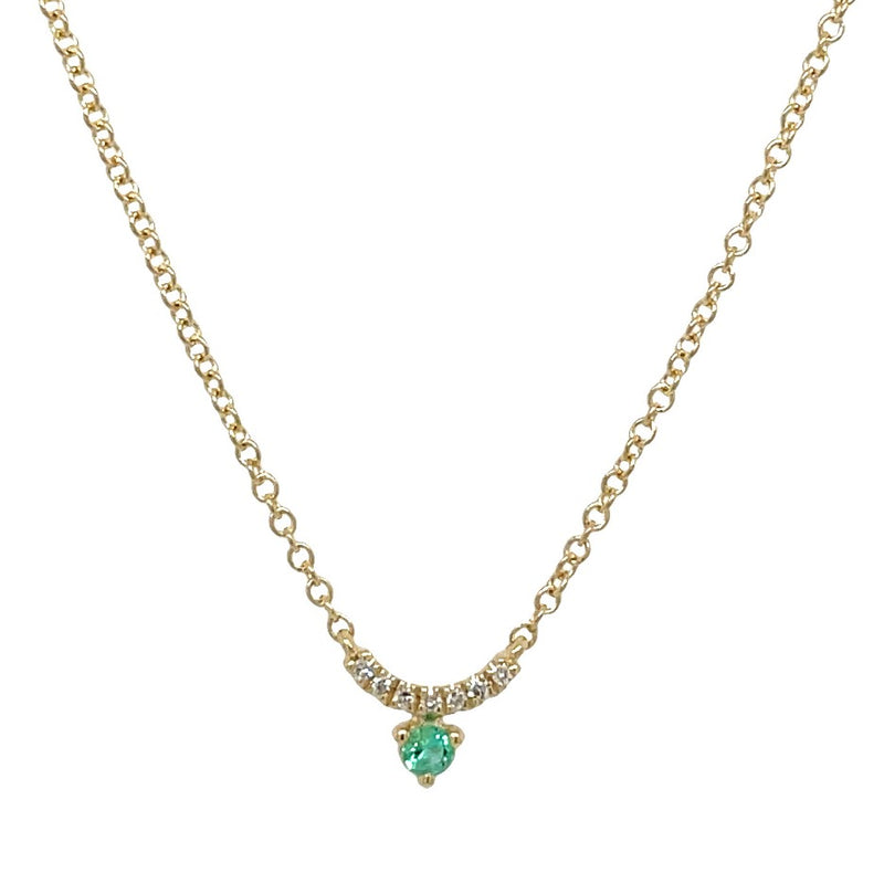 14K YELLOW GOLD EMERALD AND DIAMOND NECKLACE