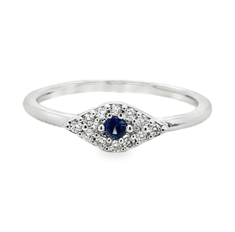 14K WHITE GOLD SAPPHIRE AND DIAMOND RING  #200-00486