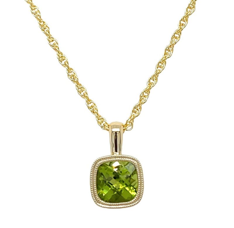 14K YELLOW GOLD PERIDOT NECKLACE