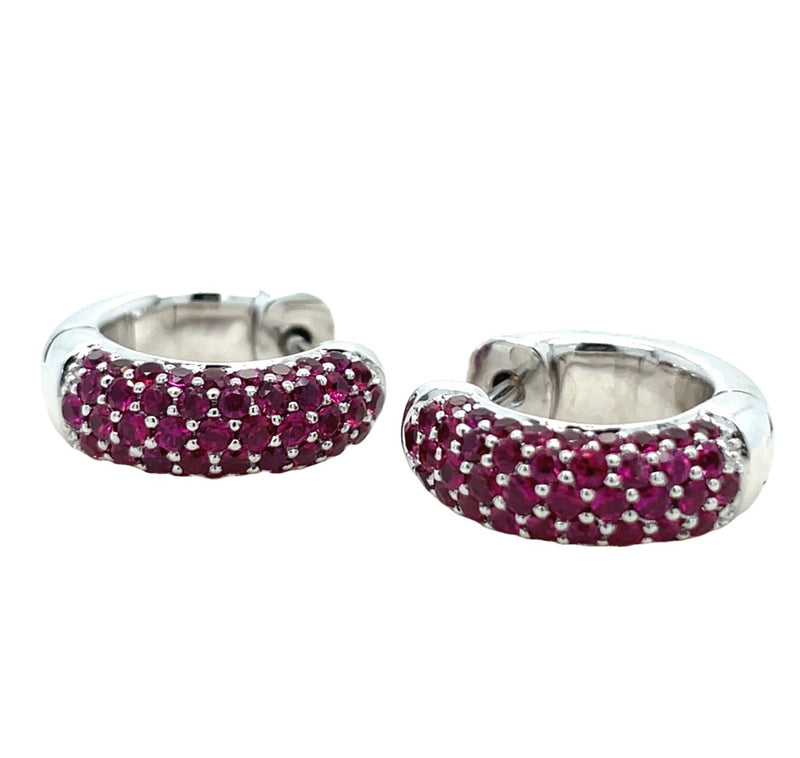 18K WHITE GOLD RUBY EARRINGS