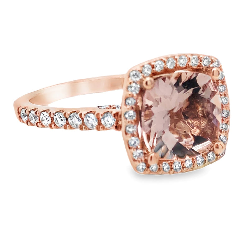 Rose Gold Walmart Gold Diamond Rings 14K ROSE GOLD MORGANITE AND