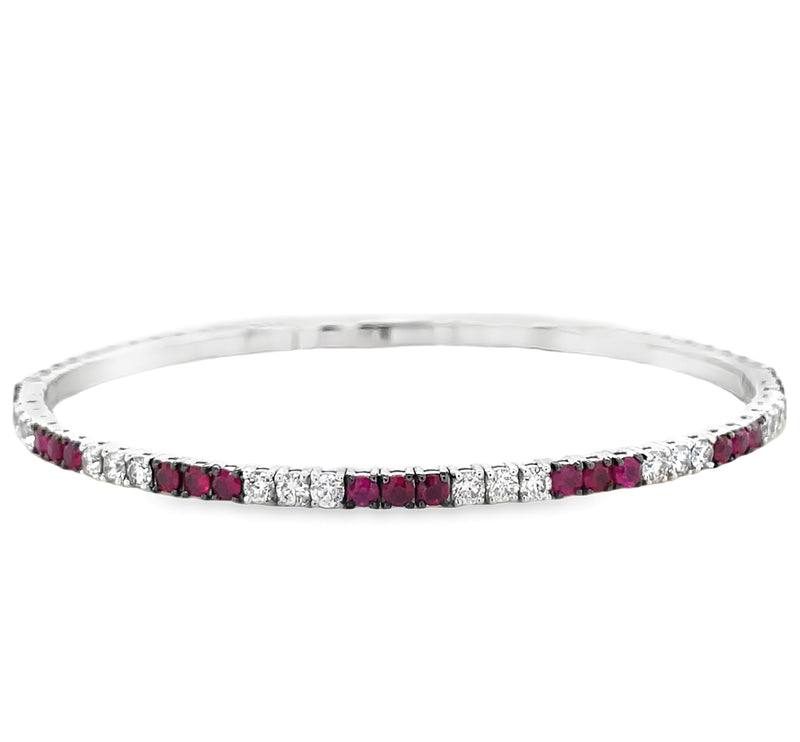 14K WHITE GOLD RUBY AND DIAMOND BRACELET  #240-00028