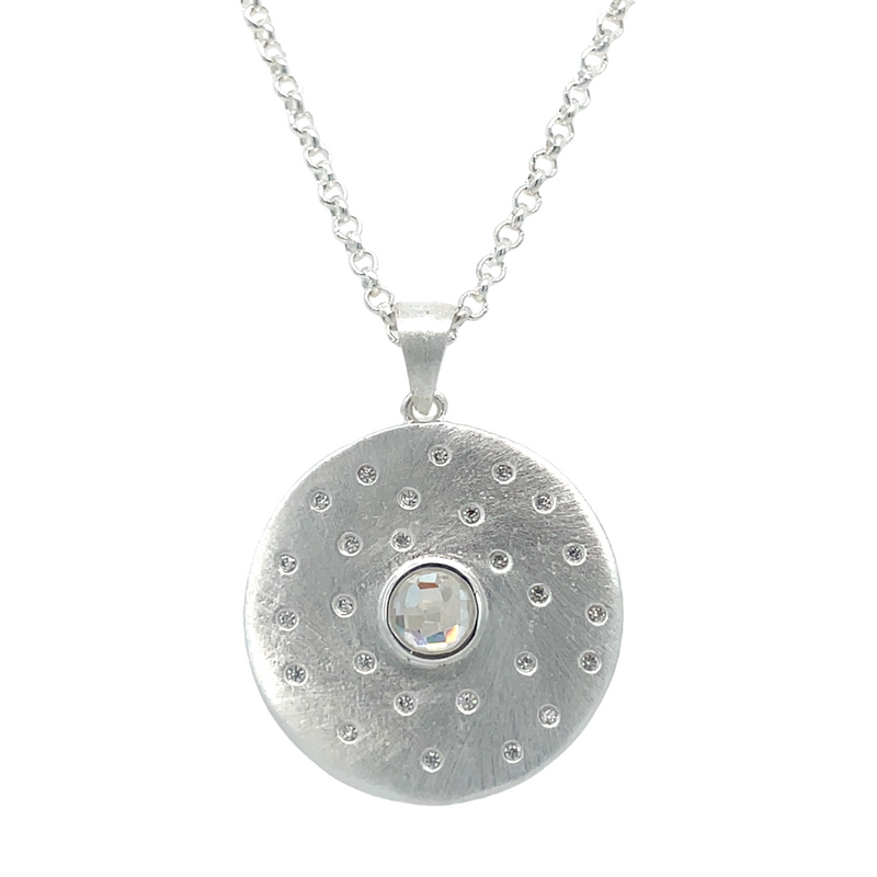 BRUSHED SILVER PLATED BRASS NECKLACE