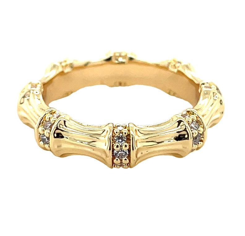 YELLOW GOLD PLATED MIXED METAL RING