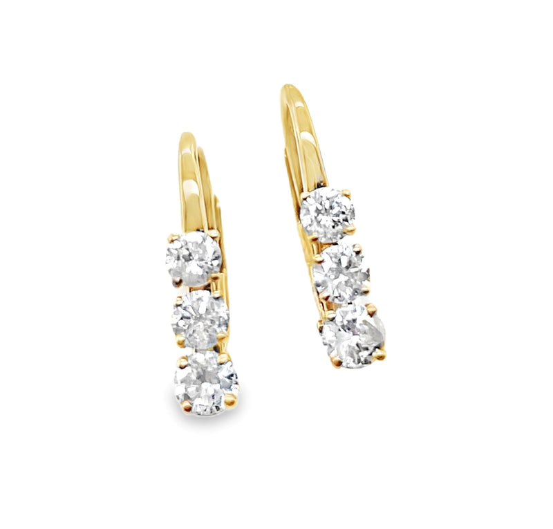 14K YELLOW GOLD DIAMOND EARRINGS  #150-00480