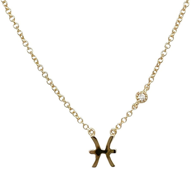 14K YELLOW GOLD PISCES NECKLACE