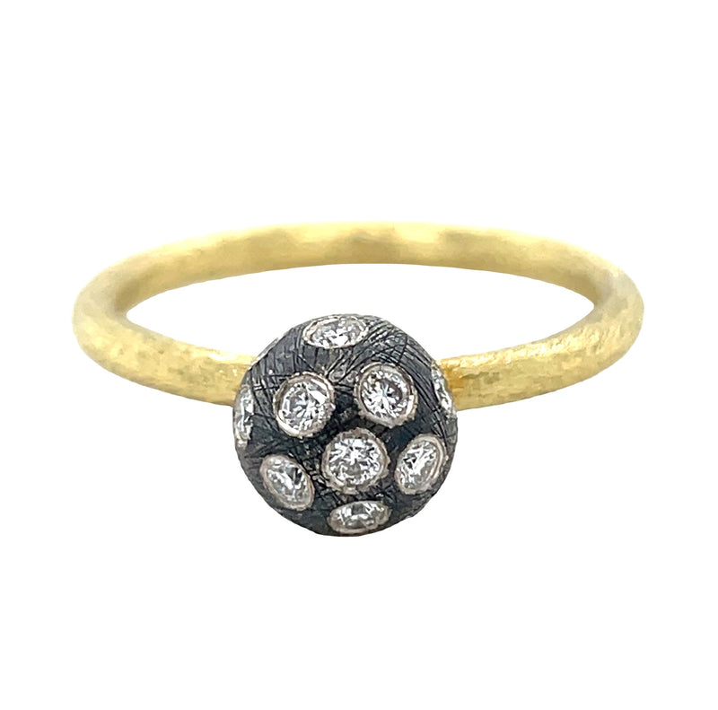 STERLING SILVER AND 18K YELLOW GOLD DIAMOND RING