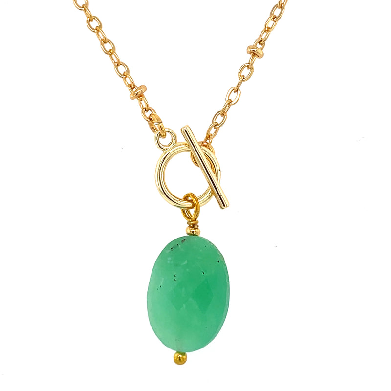 GOLD PLATED GREEN QUARTZ NECKLACE