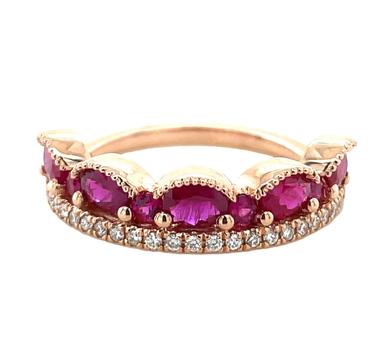 14K ROSE GOLD RUBY AND DIAMOND RING