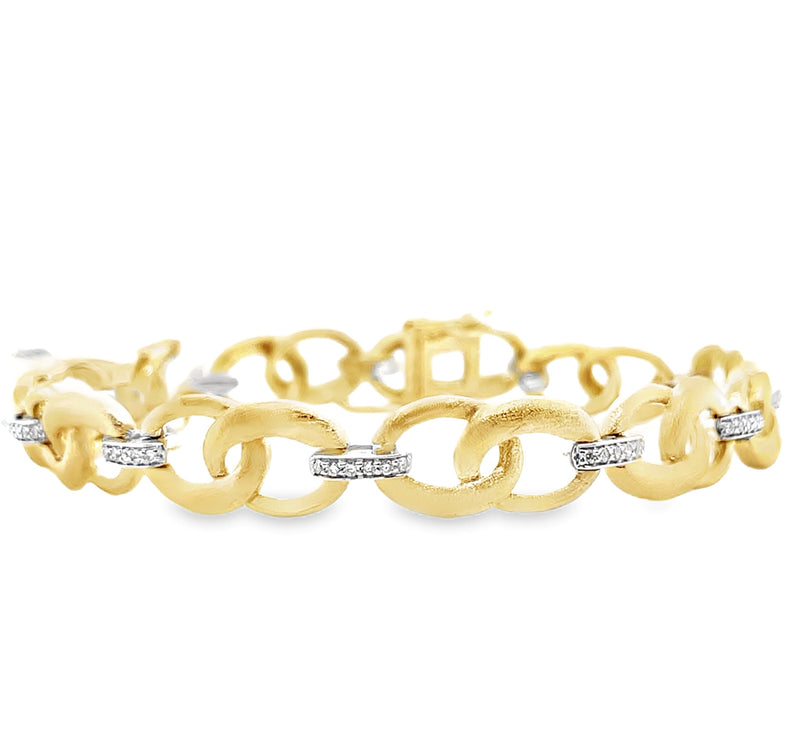 14K YELLOW AND WHITE GOLD DIAMOND BRACELET   #170-00160