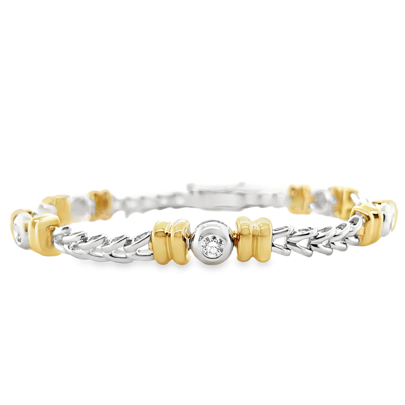 14K WHITE AND YELLOW GOLD DIAMOND  BRACELET  #170-00132