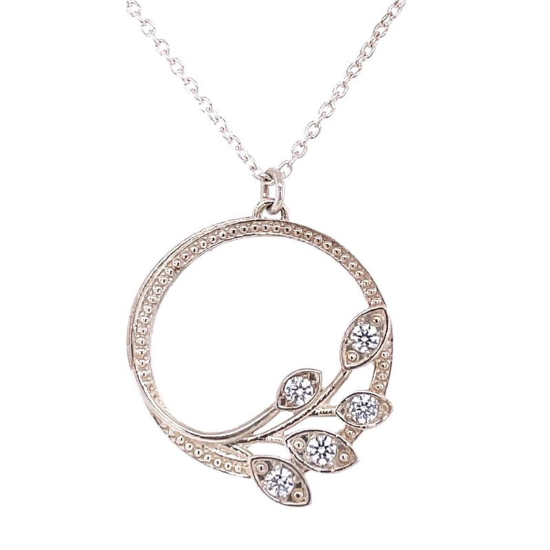 STERLING SILVER CIRCLE NECKLACE WITH CUBIC ZIRCONIA