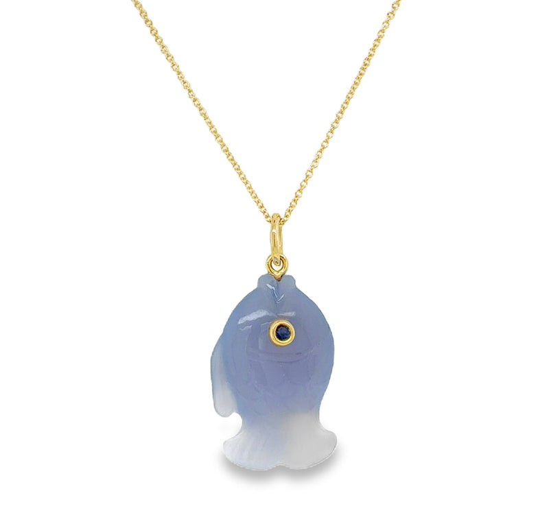 14K YELLOW GOLD CHALCEDONY NECKLACE  #230-00287