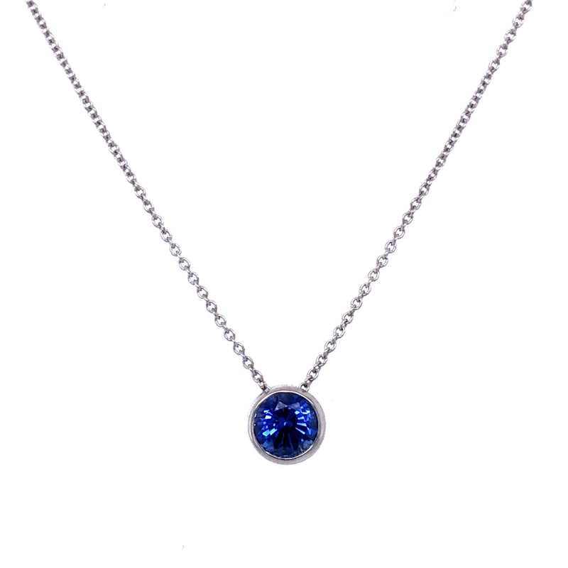 14K WHITE GOLD SAPPHIRE NECKLACE