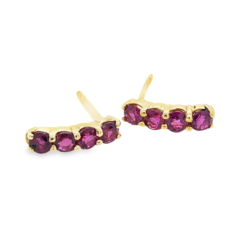 14K YELLOW GOLD PINK TOURMALINE EARRINGS  #210-00349