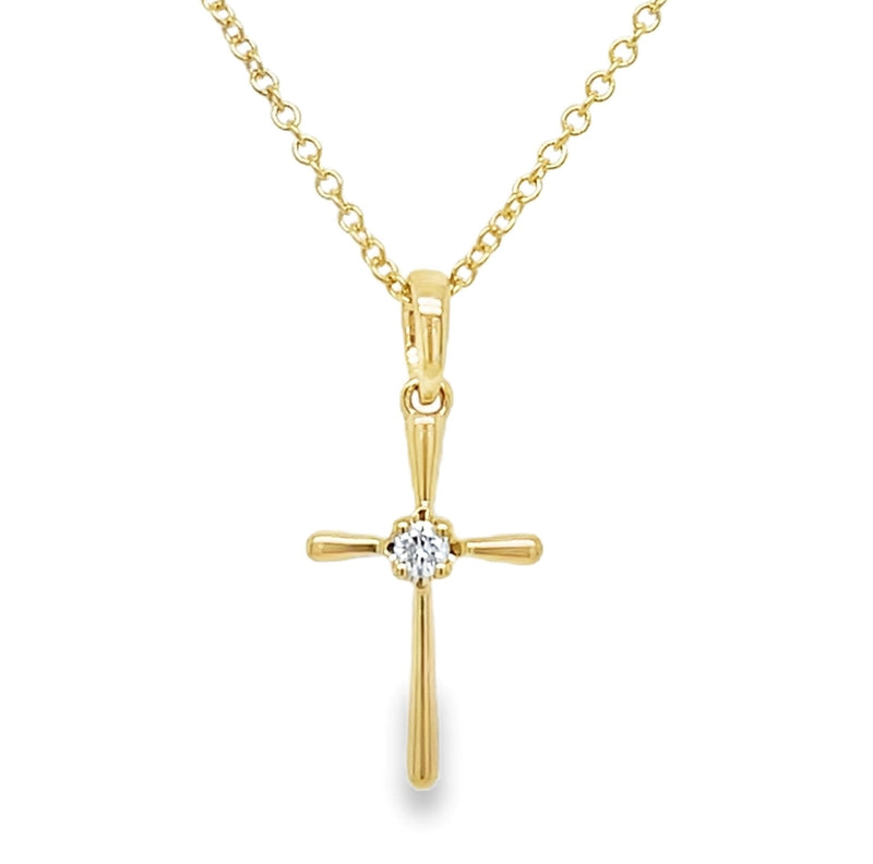 14K YELLOW GOLD DIAMOND CROSS  #160-00341