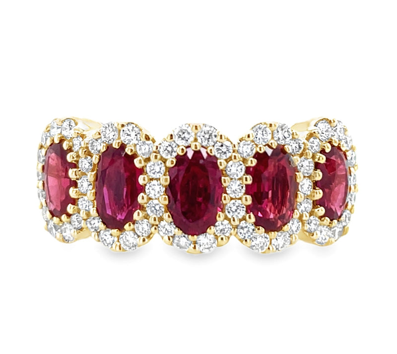 14K YELLOW GOLD RUBY AND DIAMOND RING  #200-00454