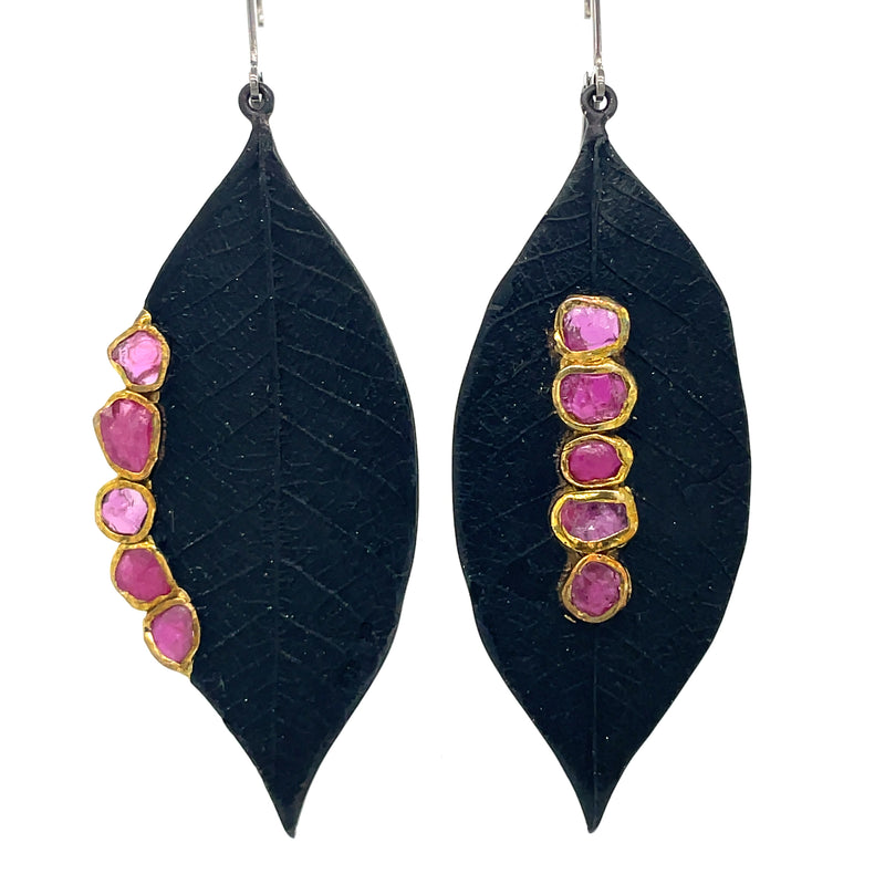STERLING SILVER AND GOLD PLATED RUBY EARRINGS