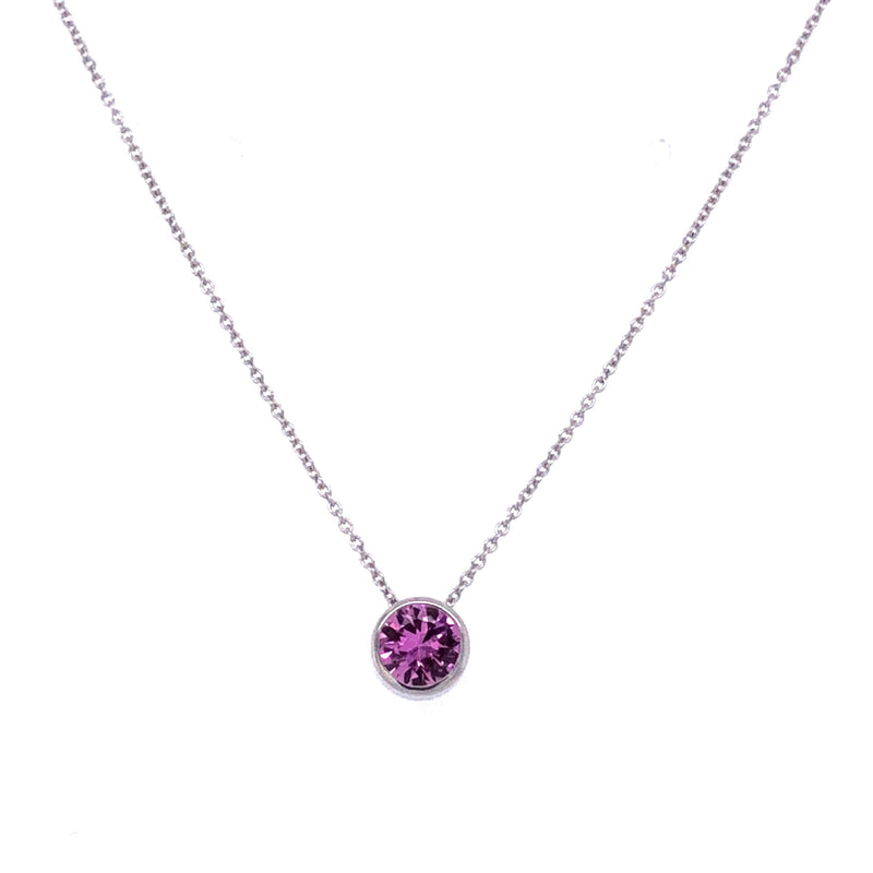 14K WHITE GOLD PINK SAPPHIRE NECKLACE