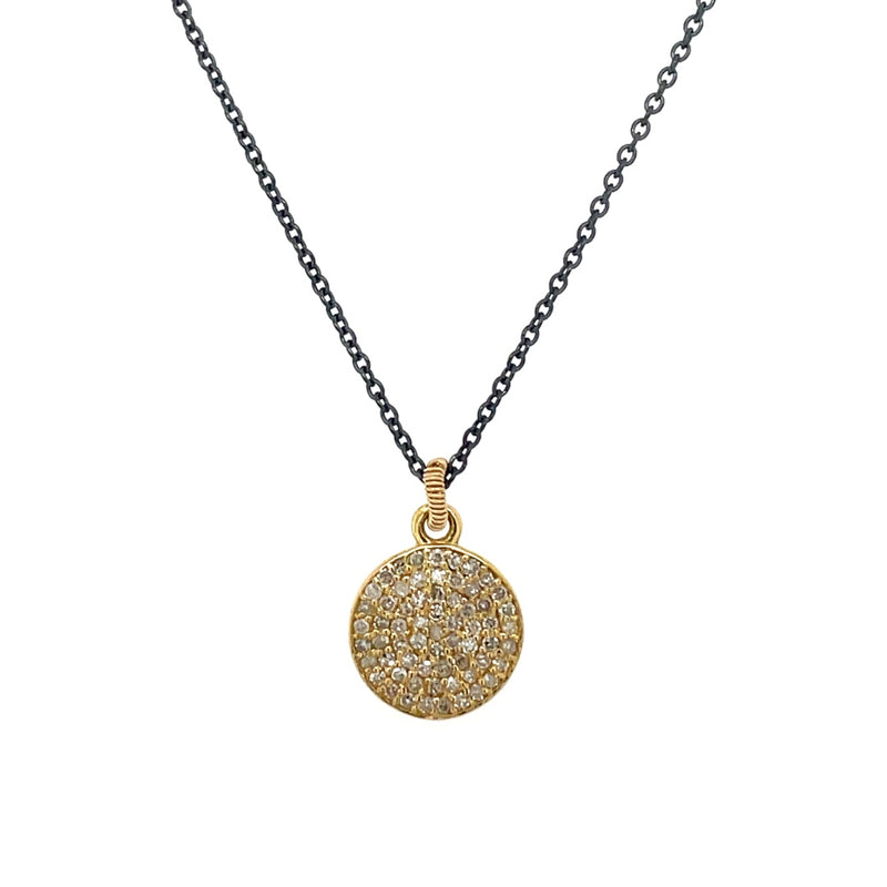 STERLING SILVER AND 14K YELLOW GOLD DIAMOND NECKLACE