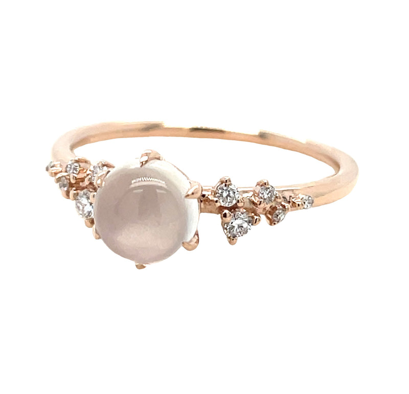 14K ROSE GOLD MOONSTONE AND DIAMOND RING