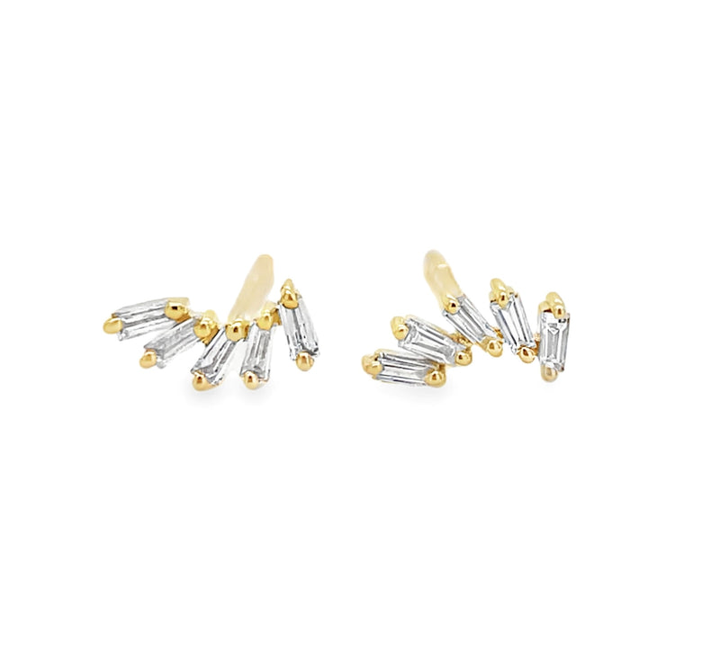 14K YELLOW GOLD DIAMOND EARRINGS  #150-00494