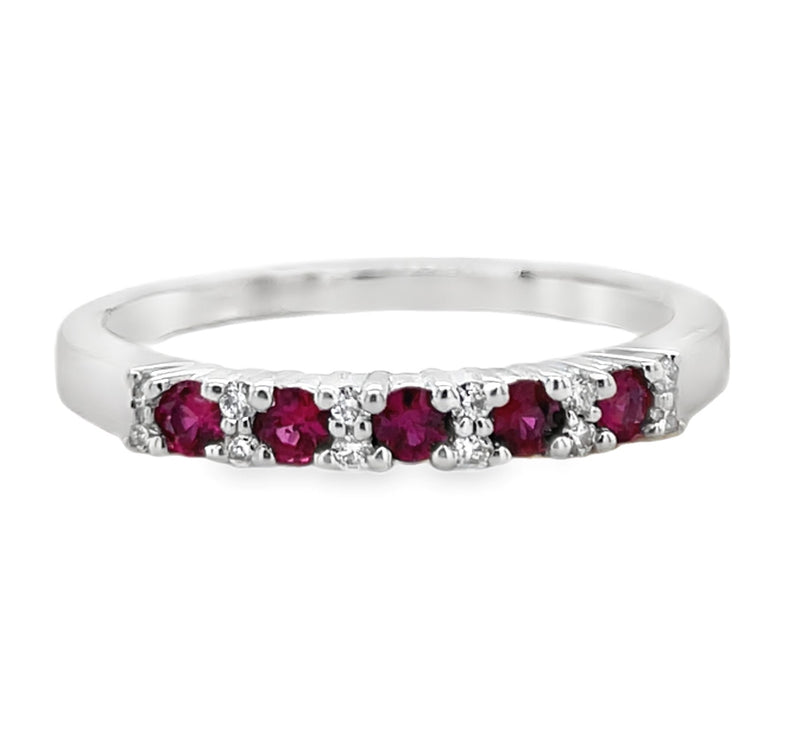 14K WHITE GOLD RUBY AND DIAMOND RING  #200-00279