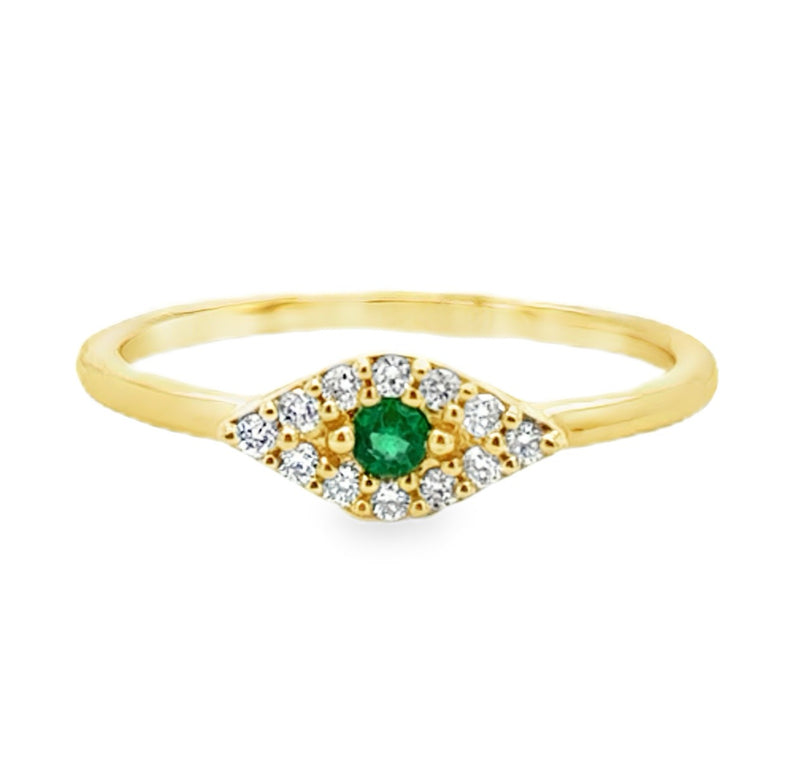 14K YELLOW GOLD EMERALD AND DIAMOND RING  #200-00481