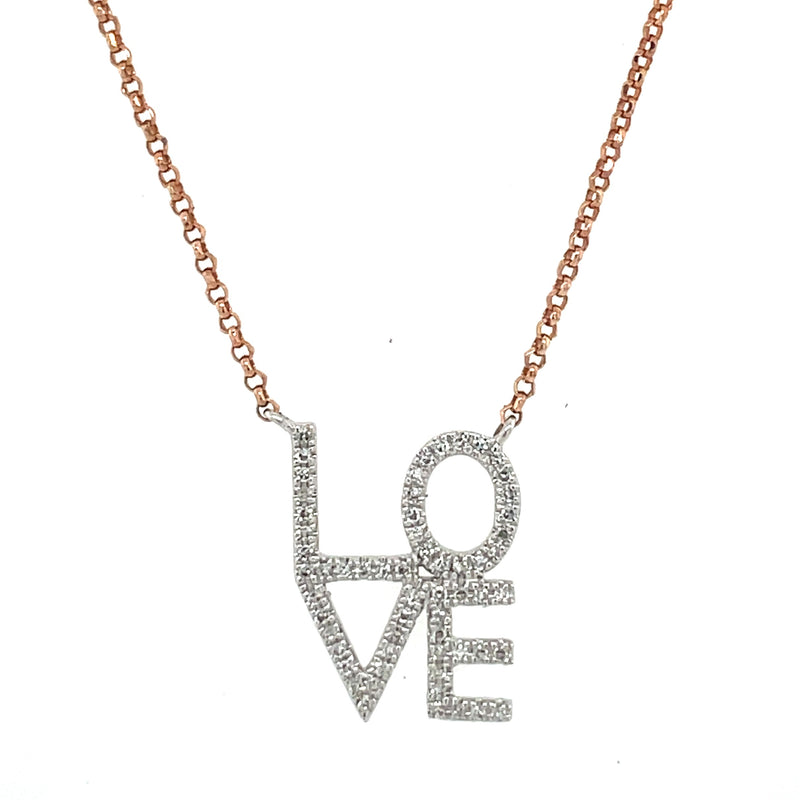 14K WHITE AND ROSE GOLD DIAMOND NECKLACE