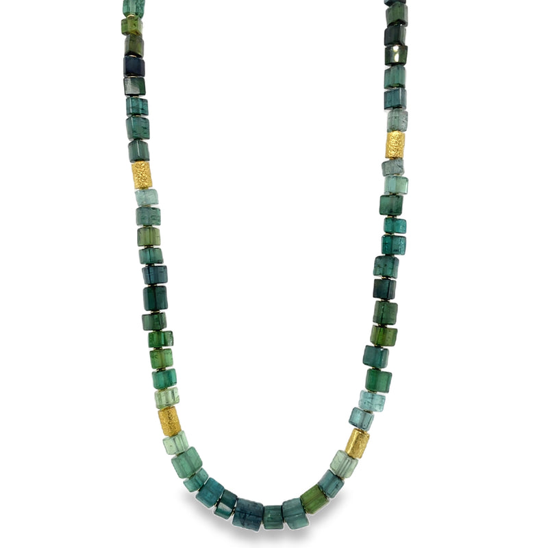 18K YELLOW GOLD TOURMALINE NECKLACE  #235-00120