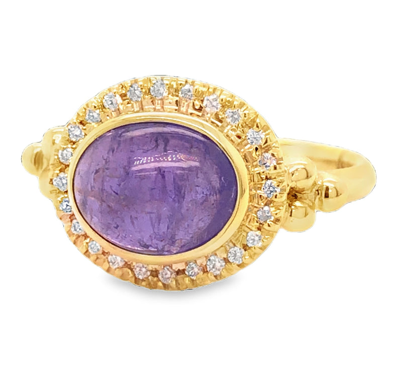 14K YELLOW GOLD TANZANITE AND DIAMOND RING  #200-00397