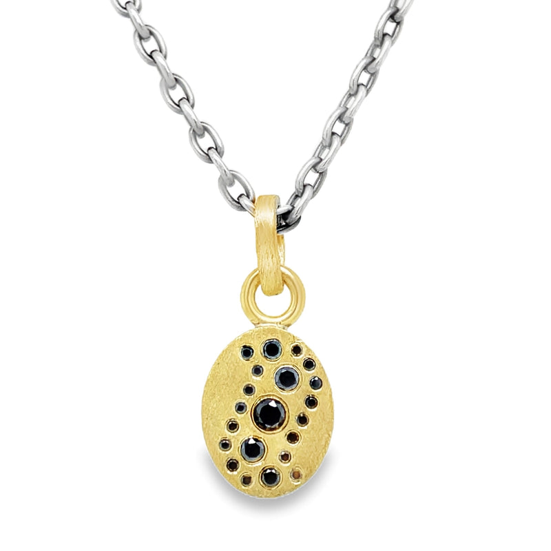STERLING SILVER AND 18K YELLOW GOLD BLACK DIAMOND NECKLACE  #165-00270
