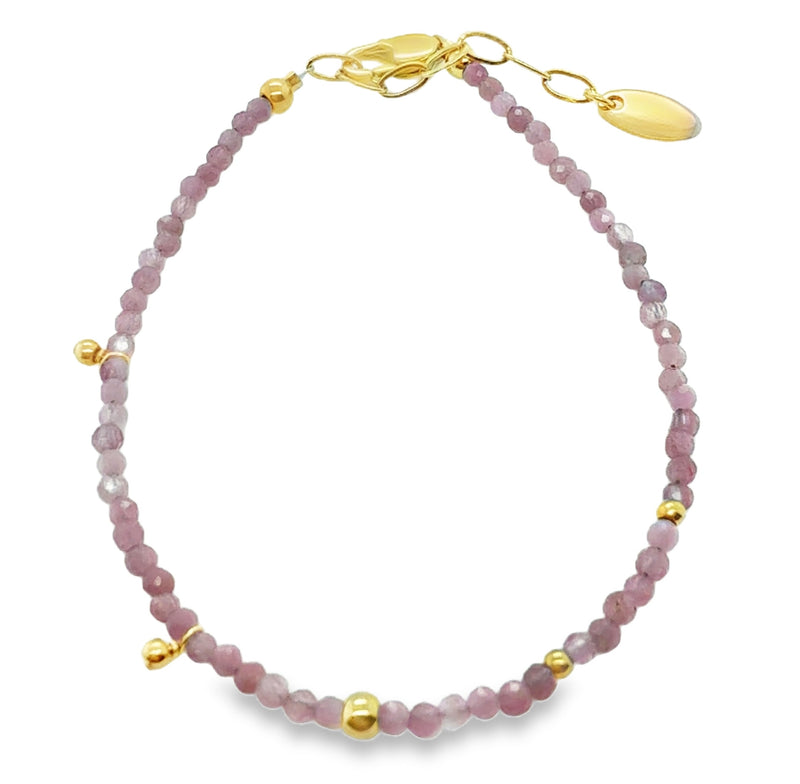 PINK TOURMALINE BEADED BRACELET  #807-00863