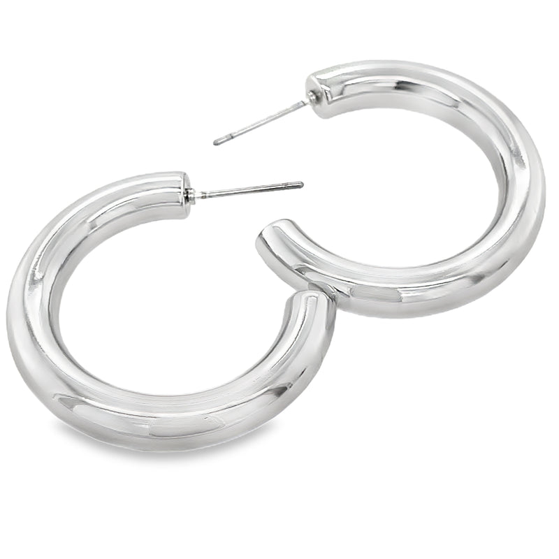 SILVER PLATED HOOP EARRINGS  #806-00295